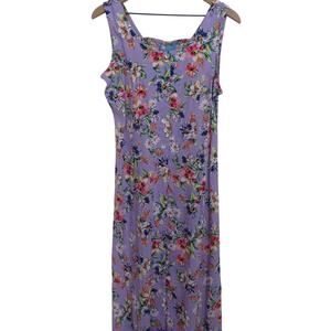 Koret Womens Sz S Light Purple Floral Button Down Maxi Dress Sleeveless Smocked